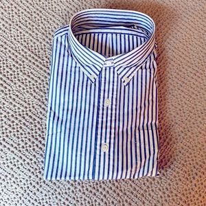 Navy blue striped Polo Oxford shirt. Never worn!  XL